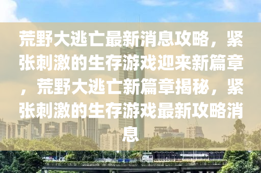 荒野大逃亡最新消息攻略，緊張刺激的生存游戲迎來新篇章，荒野大逃亡新篇章揭秘，緊張刺激的生存游戲最新攻略消息南充市鑫正商貿有限公司