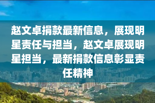 趙文卓捐款最新信息，展現明星責任與擔當，趙文卓展現明星擔當，最新捐款信息彰顯責任精神
