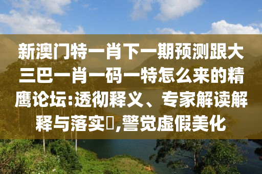 新澳門特一肖下一期預(yù)測(cè)跟大三巴一肖一碼一特怎么來的精鷹論壇:透徹釋義、專家解讀解釋與落實(shí)?,警覺虛假美化南充市鑫正商貿(mào)有限公司