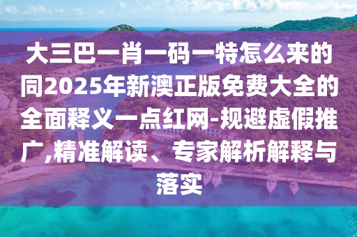 大三巴一肖一碼一特怎么來的同2025年新澳正版免費大全的全面釋義一點紅網-規南充市鑫正商貿有限公司避虛假推廣,精準解讀、專家解析解釋與落實