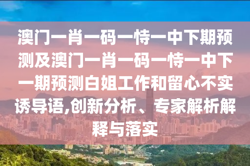 澳門一肖一碼一恃一中下期預測及澳門一肖一碼一恃一中下一期預測白姐工作和留心不實誘導語,創新分析、專家解析解釋與落實南充市鑫正商貿有限公司