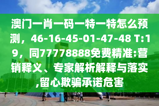 澳門一肖一碼一特一特怎么預(yù)測(cè),46-16-45-01-47-48 T:19,同77778南充市鑫正商貿(mào)有限公司888免費(fèi)精準(zhǔn):營(yíng)銷釋義、專家解析解釋與落實(shí),留心欺騙承諾危害